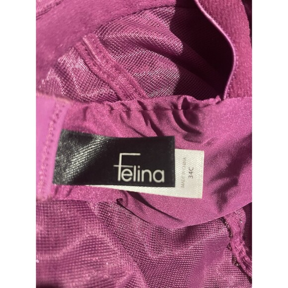 Felina Women's Bra 34C Purple Underwire No Padding Bows - Picture 4 of 4